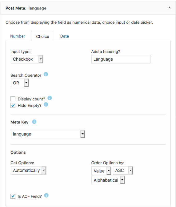 Post Meta - choice input