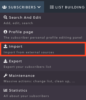 Subscribers dropdown